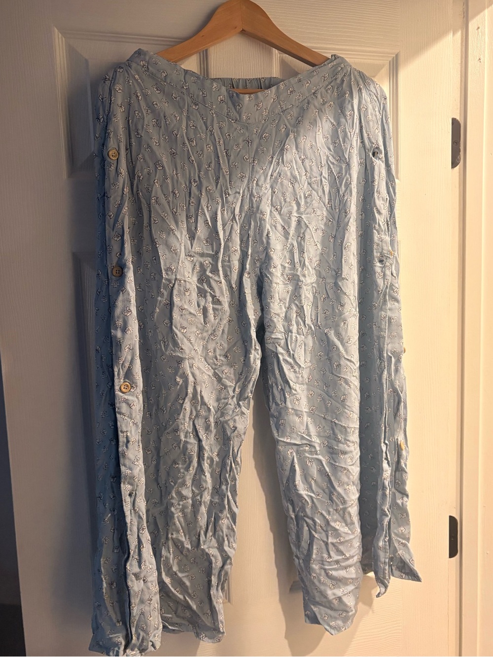 Billabong Light Blue Floral Button-Front Top